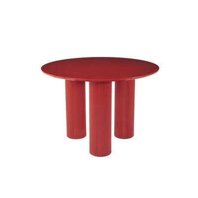 Wood Lacquered Table with Ribbed Legs - 43.25"L x 43.25"W x 29.5"H