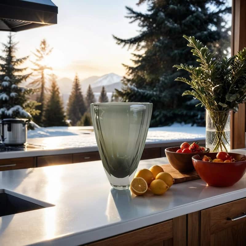 Smoky Gray Glass Vase