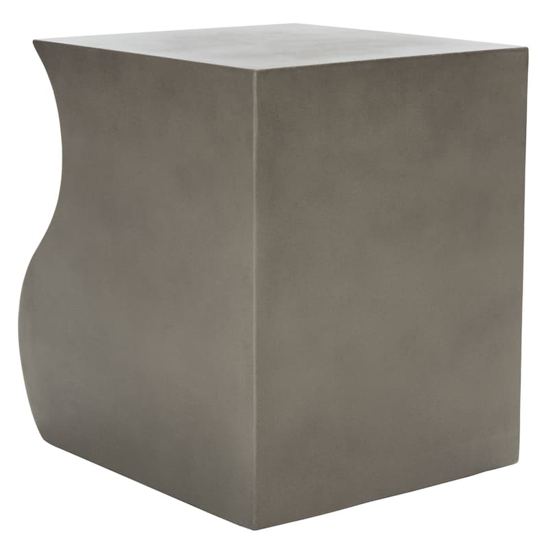 SAFAVIEH Outdoor Nastafa Concrete Accent Stool - 18.11" W x 14.57" L x 18.11" H - 18Wx15Dx18H