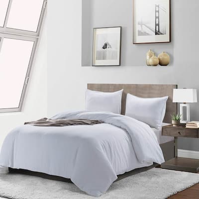 WHOLINENS Stone Washed French Linen Blend Duvet Cover & Pillow Shams Set