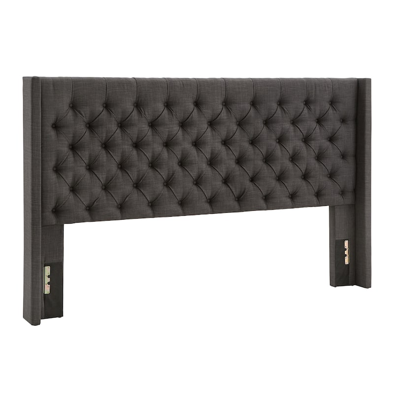 Naples King-size Wingback Button-tufted Headboard by iNSPIRE Q Artisan - Dark Grey