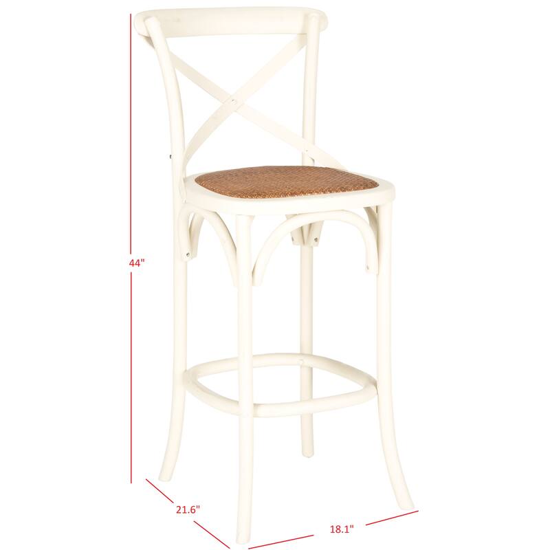 SAFAVIEH 30-inch Franklin X-Back Antique White Bar Stool - 20"W x 21"D x 44"H
