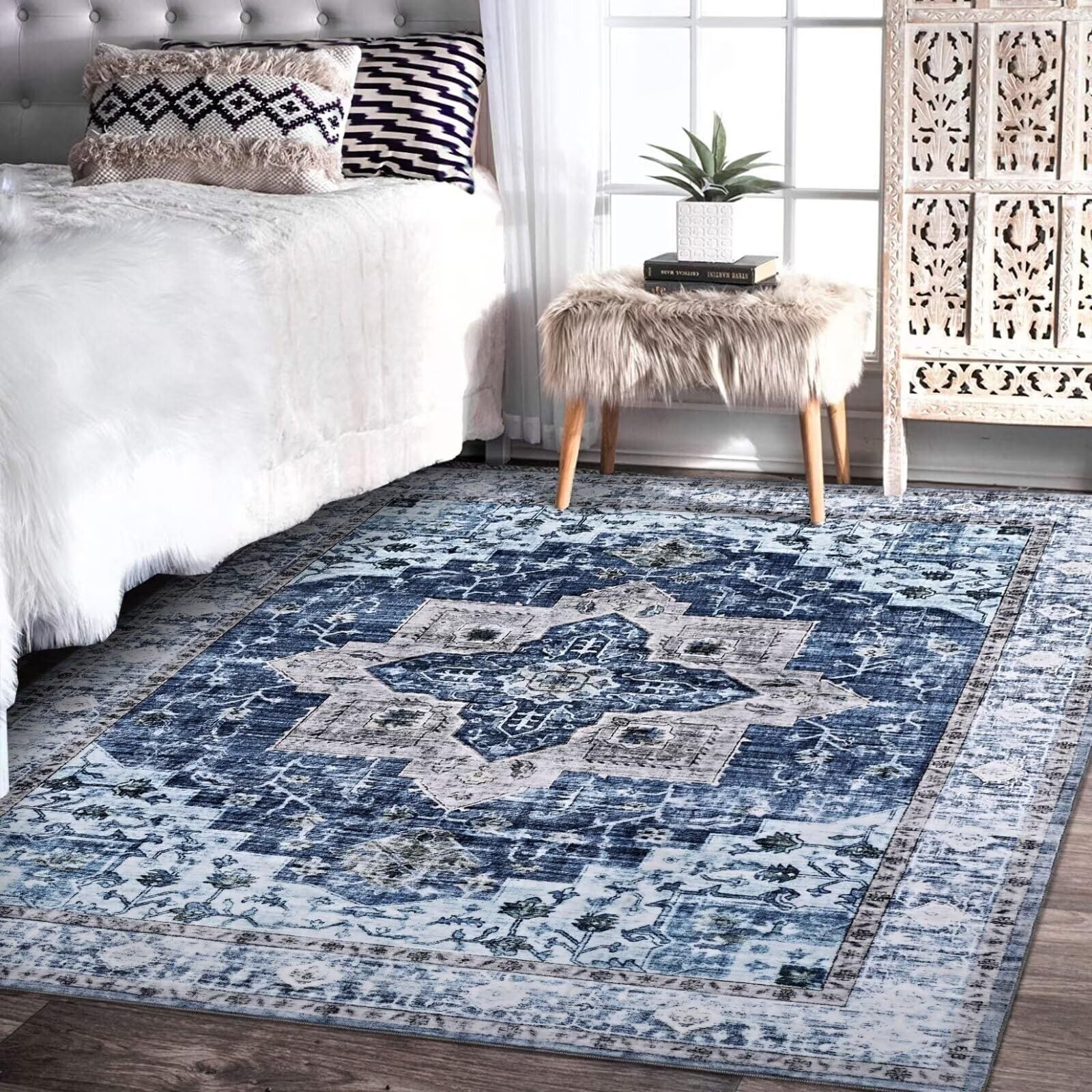 Machine Washable Rug Vintage Design Area Rugs - Bed Bath & Beyond