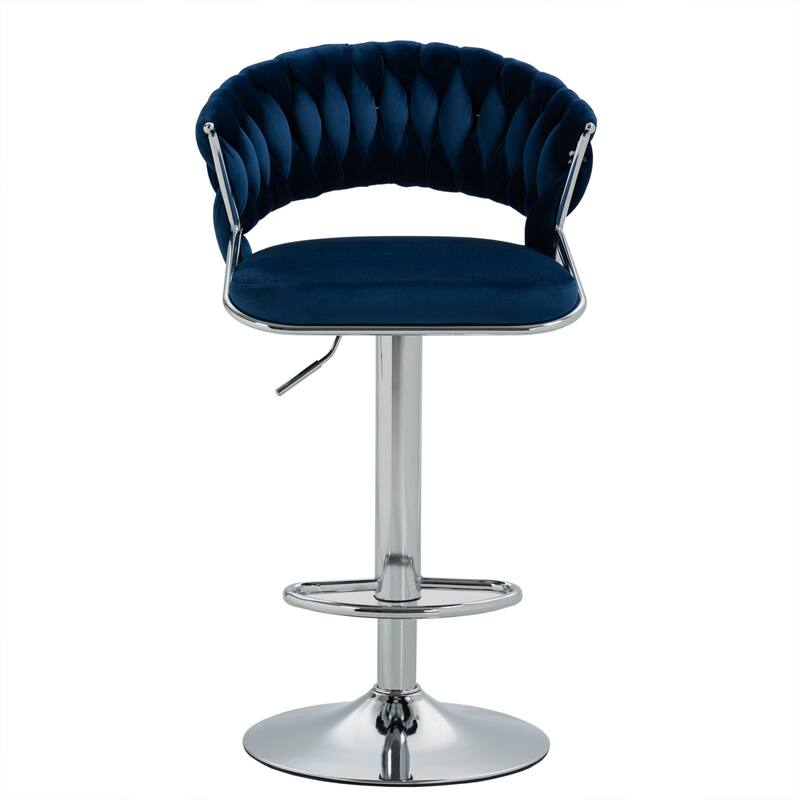Modern Velvet Counter Bar Stools with Backs(Set of 2)