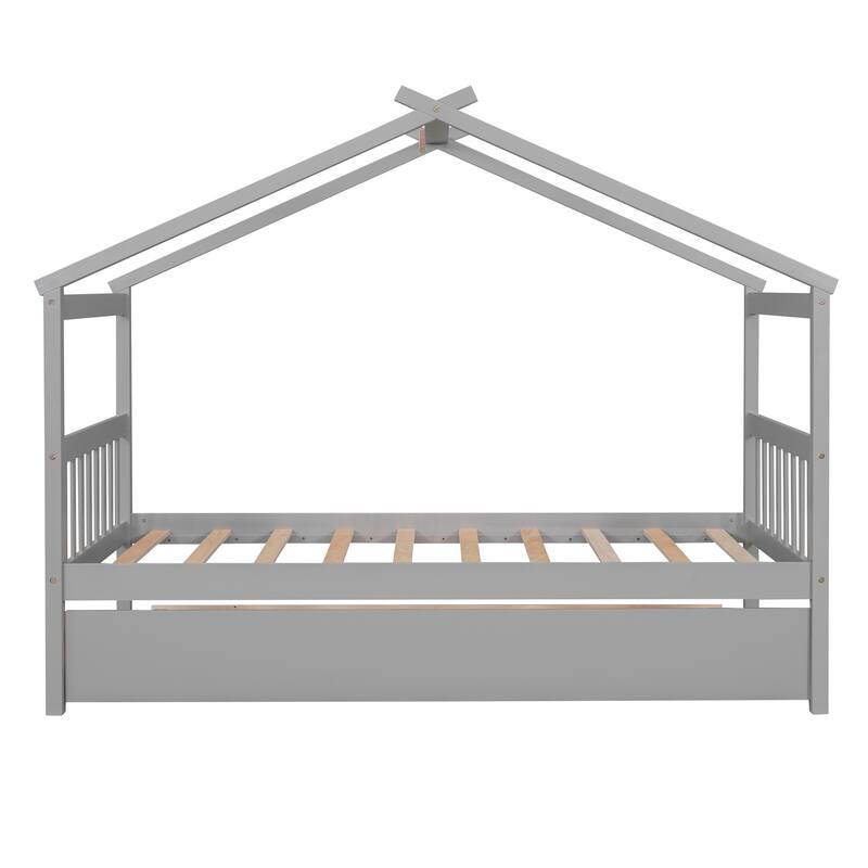 Wooden House Bed with Trundle Creativity House Bed Maximized space