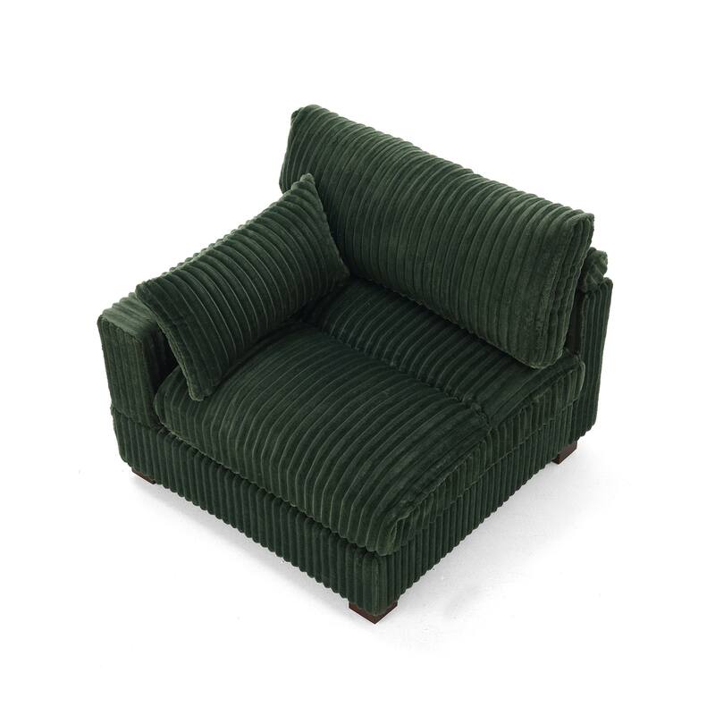 Cotton Flannel Sectional Sofa w/ Adjustable Headrests & Pillows