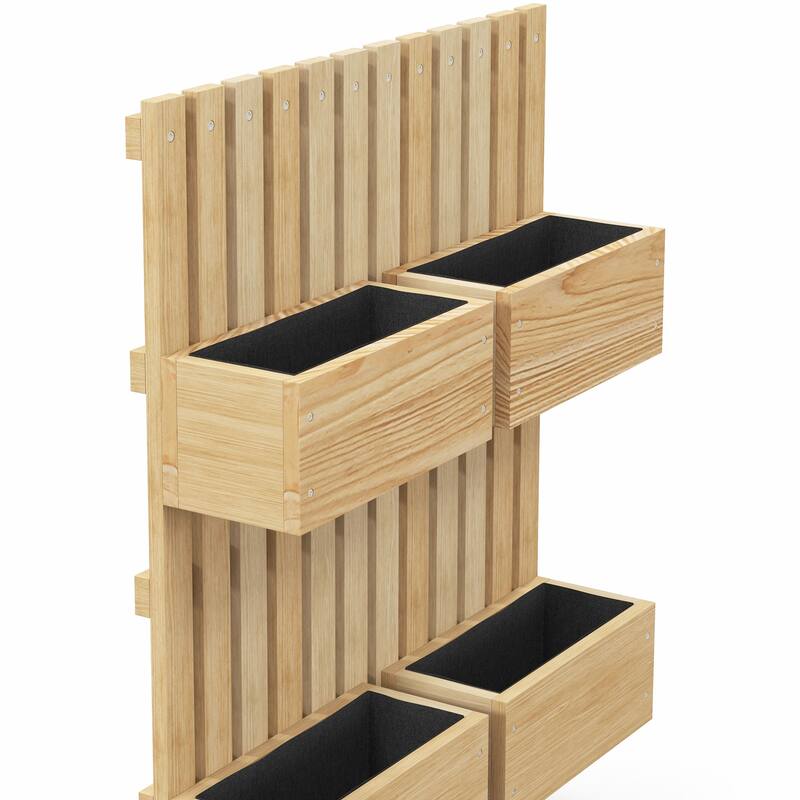 Outsunny 4 Box Raised Garden Bed with Trellis for Vine Flowers & Climbing Plants