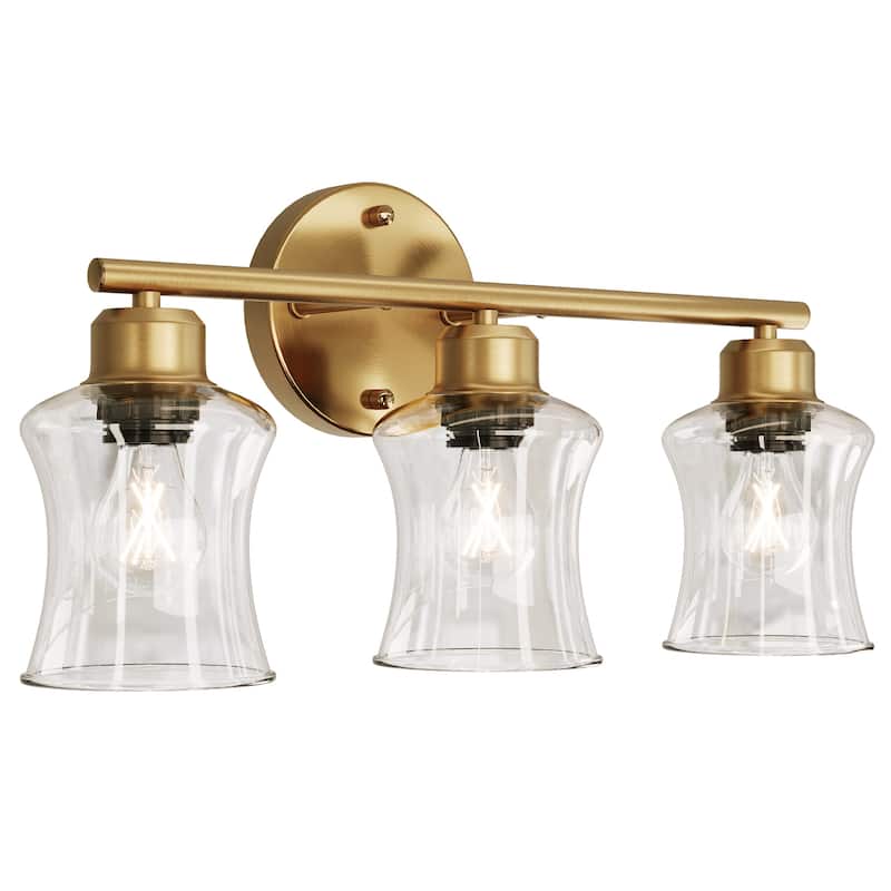 E26 Base 3-Light Bath Wall Light Fixtures with Clear Glass Shades