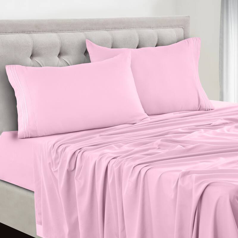 6 Piece Bed Sheet Set Deep Pocket Ultra Soft Microfiber Bedding Sheets