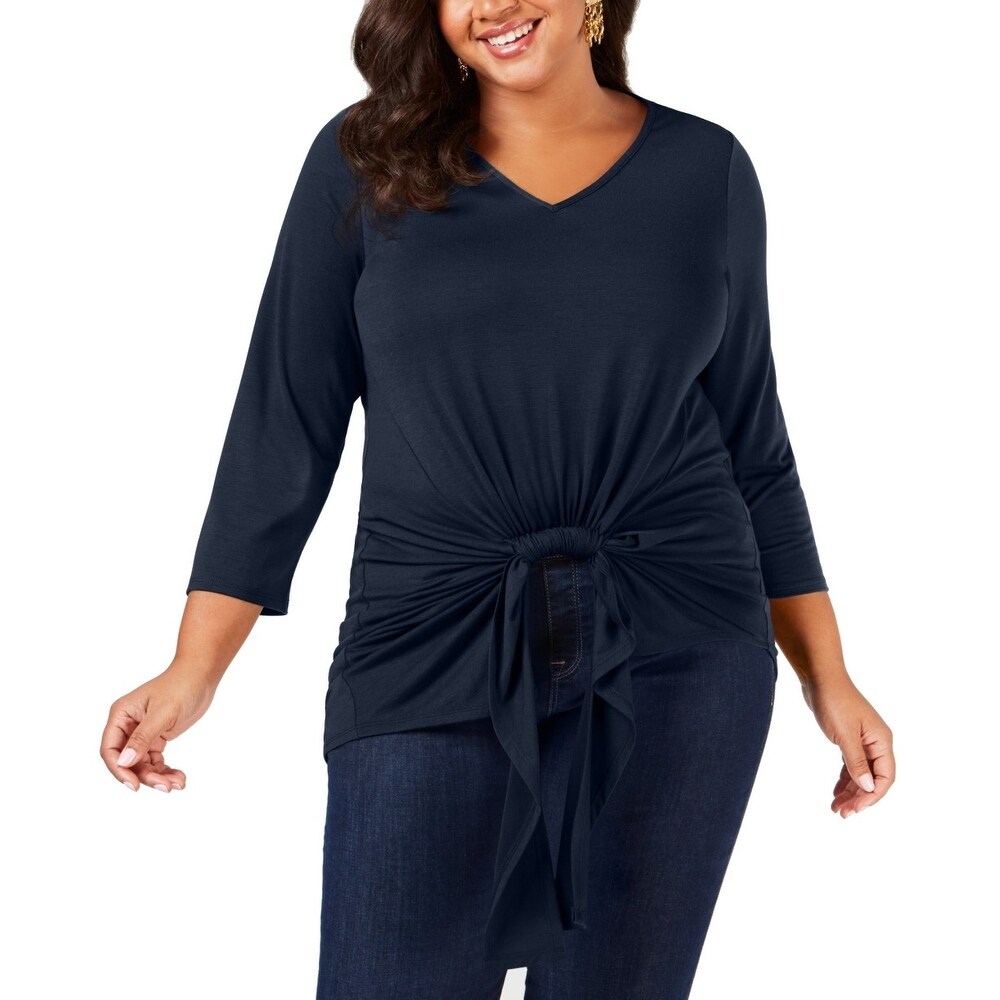 Shop Ny Collection Women S Top Midnight Blue Size 1x Plus Knit