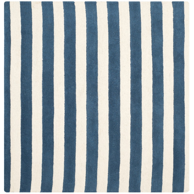 SAFAVIEH Handmade Cambridge Liudmila Modern Wool Rug - 6' Square - Navy/Ivory