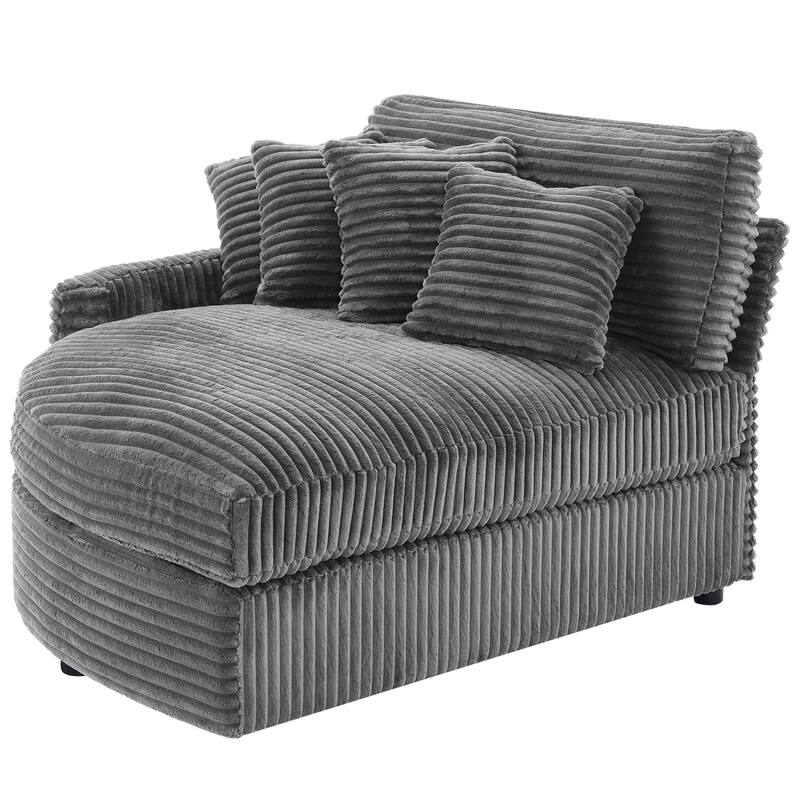 Oversized Fan-shaped Corduroy Couch, 2-piece Sectional Sofa with 4 & 8 Throw Pillows