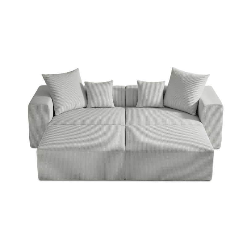 Corduroy Upholstered Modular Sectional Sofa with Ottoman