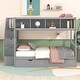 preview thumbnail 1 of 34, Twin Over Full Bunk Bed with Storage Staircase & Drawers Grey