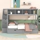 preview thumbnail 1 of 37, Twin Over Full Bunk Bed with Storage Stairs, Solid Wood Bunk Bed Frame with 2 Drawers & Storage Shelves, for Kids Teens Adults Grey - Full