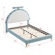 preview thumbnail 5 of 6, Twin Size Upholstered Platform Bed Frame with Alarm Clock Shaped Headboard