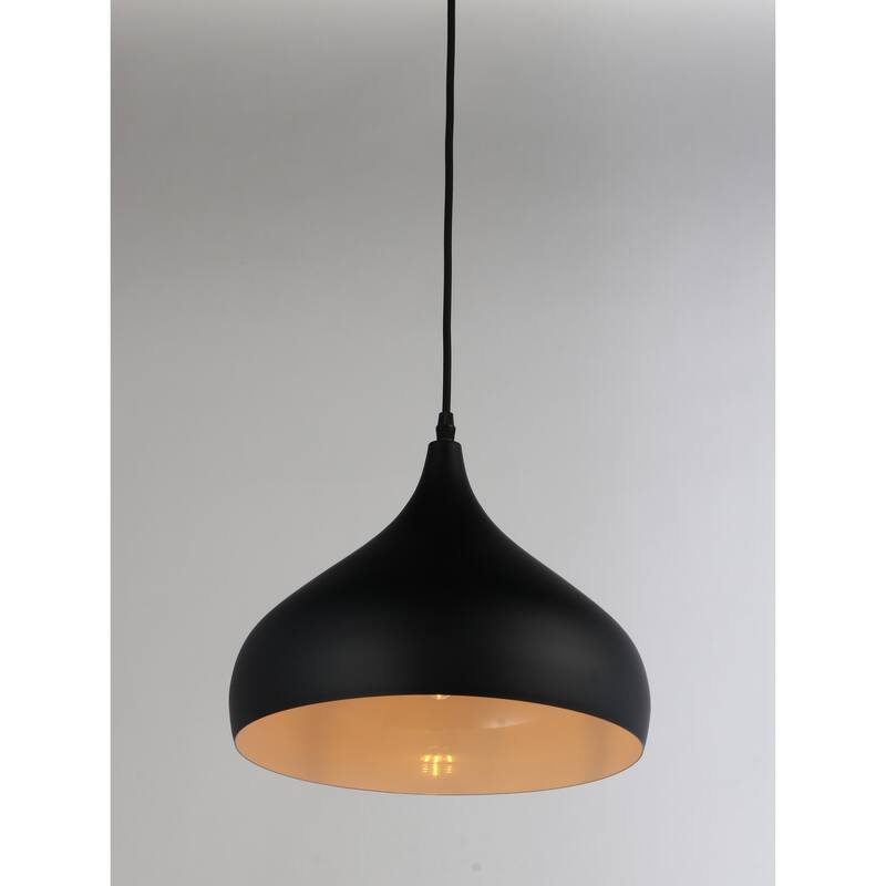 Modern Pendant Light 1-Light Black Hanging Fixture for Kitchen Island - 9.5