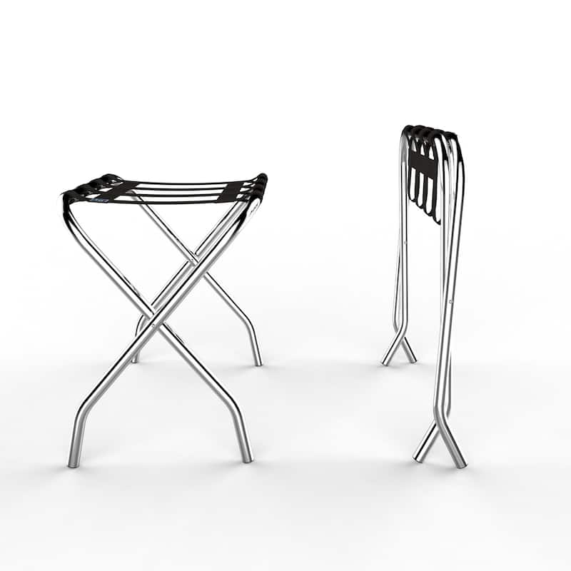 Chrome Folding Luggage Rack and Suitcase Stand by Lavish Home