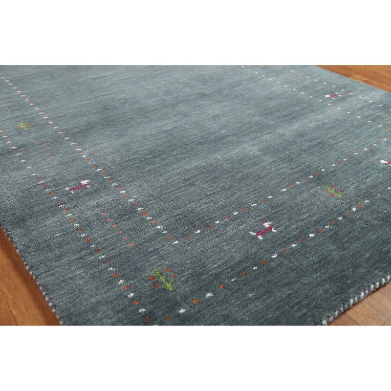 Hand Knotted Oriental 100% Wool Carpet Tribal Tribal Greys & Charcoal Gabbeh Area Rug - 5' 9'' X 4' 0''