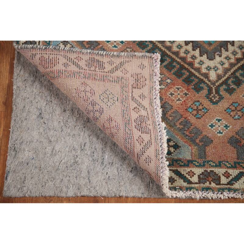 Hand Knotted Oriental 100% Wool Carpet Traditional Geometric Oranges & Rust Bakhtiari Runner Rug - 9' 10'' X 3' 6''