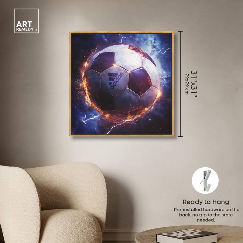 Electrify Soccer Ball Canvas by Art Remedy