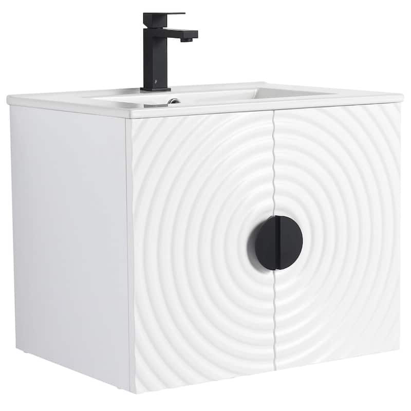 Pellabay Modern Bathroom Vanity with Fluted Circular Doors - Sink Included