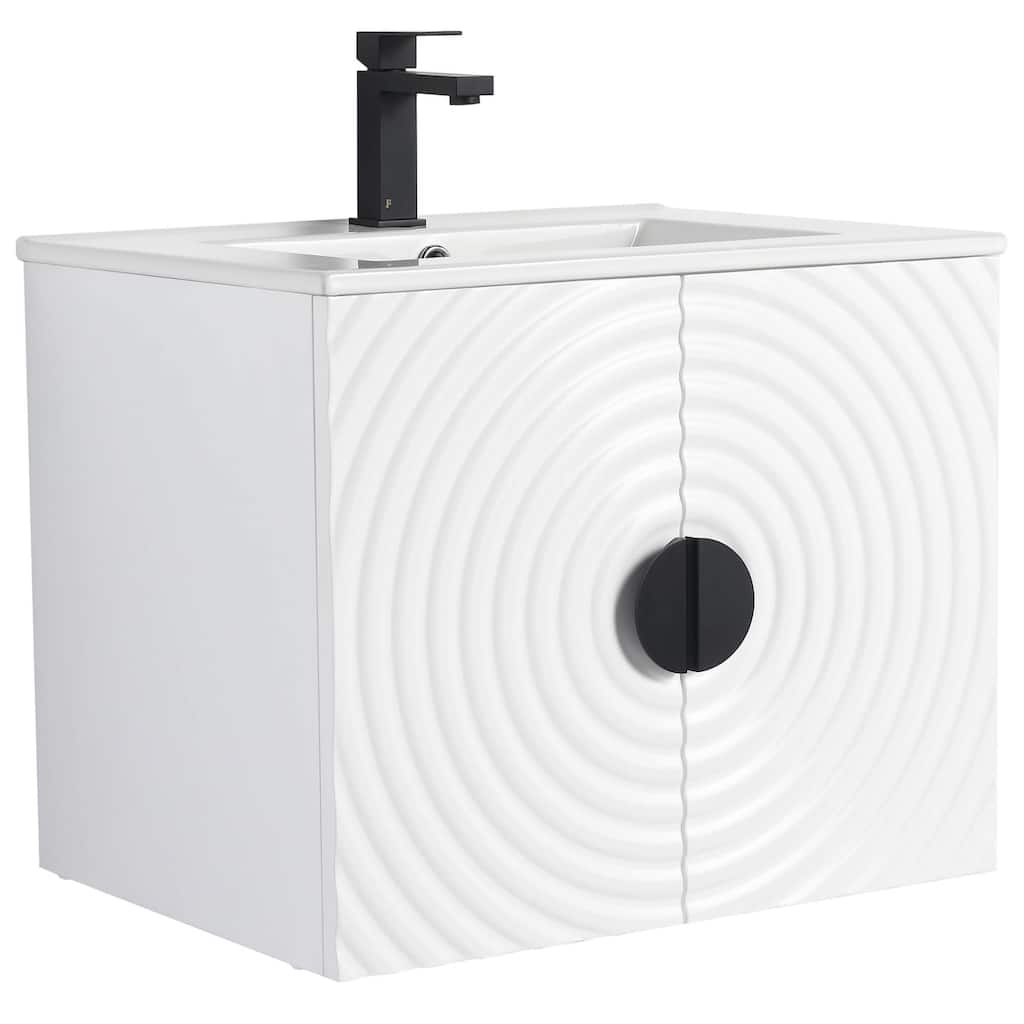 Pellabay Modern Bathroom Vanity with Fluted Circular Doors - Sink Included