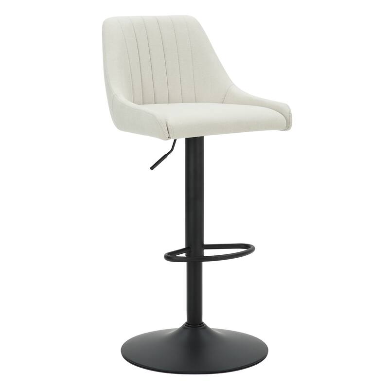 Modern Fabric and Metal Adjustable Air-Lift Stool with Swivel, Set of 4 - Grey and Black - Beige
