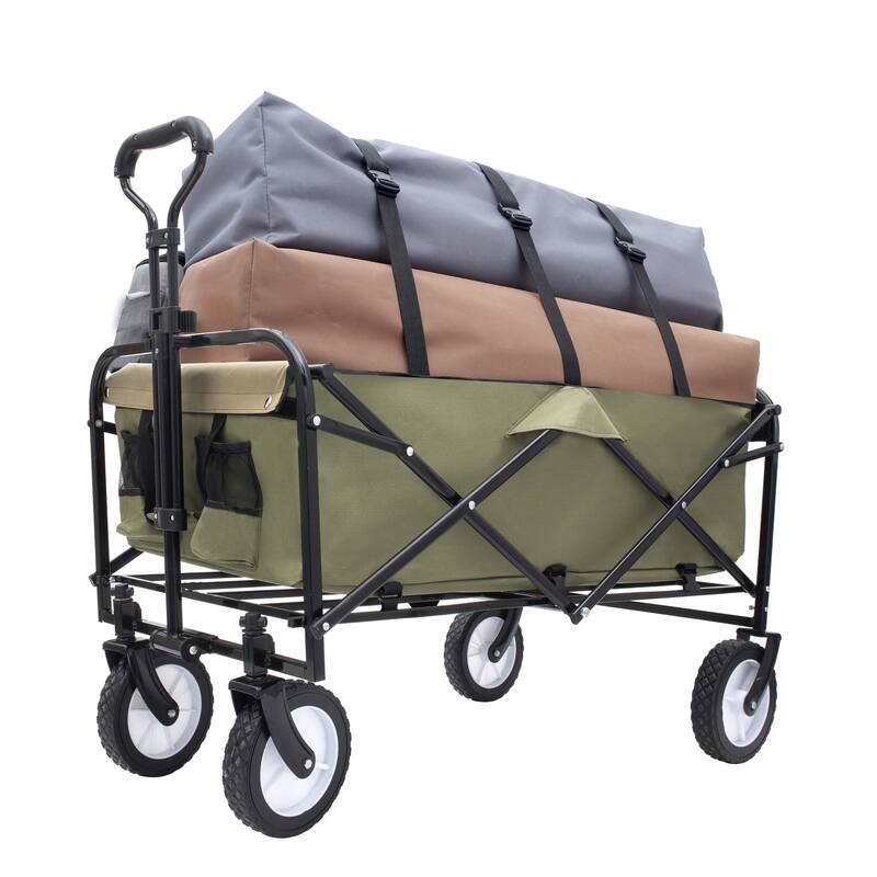 360lb Heavy Duty Foldable Wagon with Straps & 3 Bags - Beach & Camping