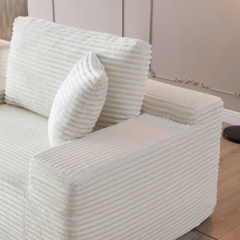 Modular Sectional Sofa, Deep Seat Corduroy Cloud Couch with Cup Holders, USB Ports & Storage Box