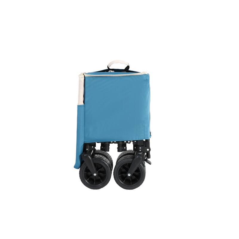 220lbs Weight Capacity Heavy Duty 300L Folding Utility Foldable Extended Wagon with All-Terrain Beach Wheels & Drink Holders