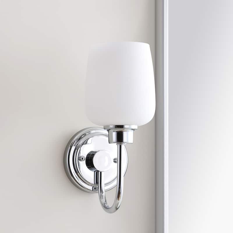 SAFAVIEH Lighting Erasma 1-Light Chrome Led Bathroom Sconce - 4.8"x7.5"x12" - 5Wx8Dx12H