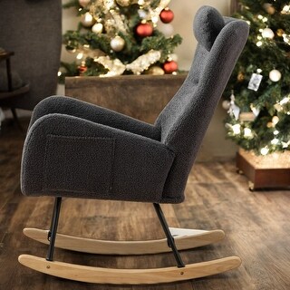 35.5 inch Rocking Chair, Soft Teddy Velvet Fabric Rocking Chair for ...