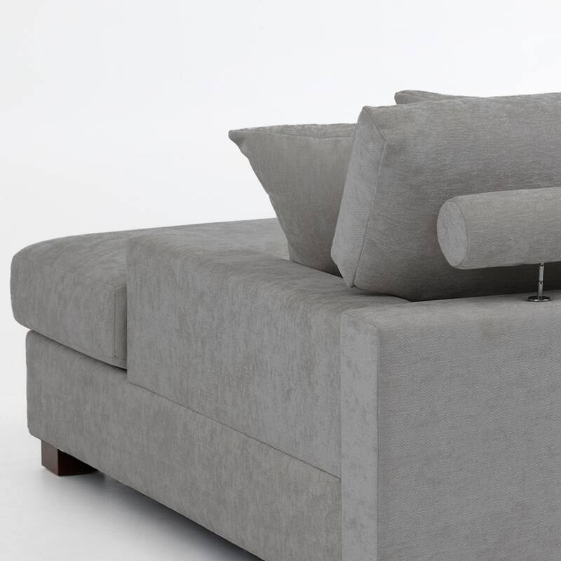 40.8"W Modern Chenille Upholstered Chaise Lounge with Pillow