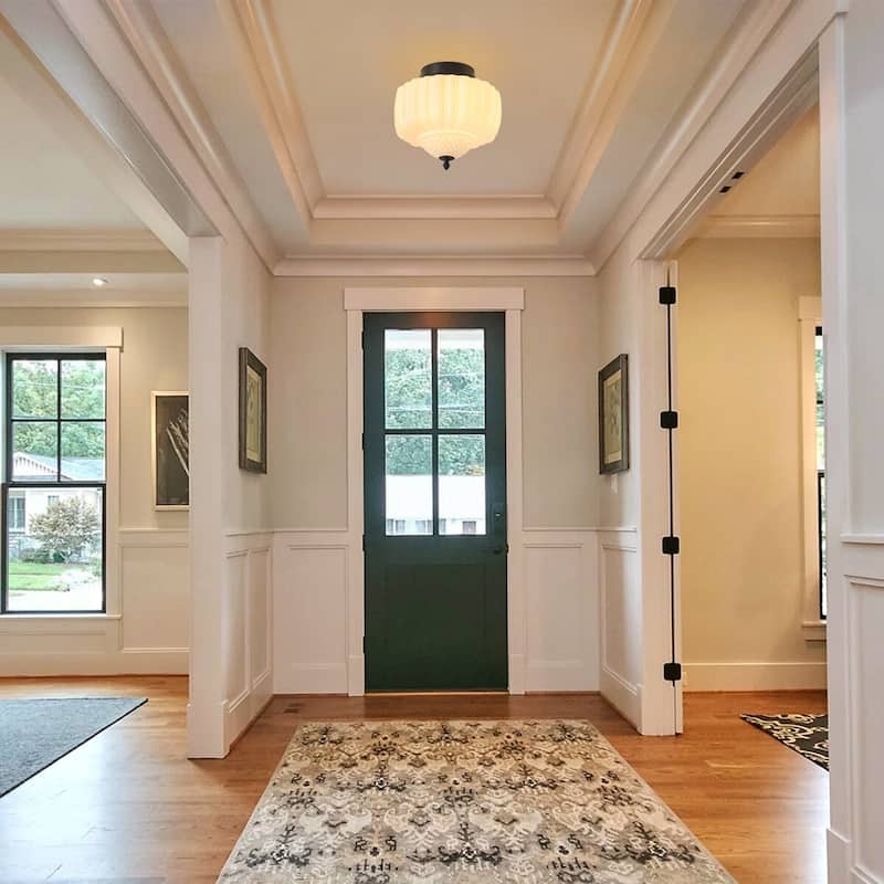 12.6" Modern Coastal Schoolhouse Semi-Flush Mount Ceiling Light with Milk Textured Glass for Bedroom, Kitchen, Entryways