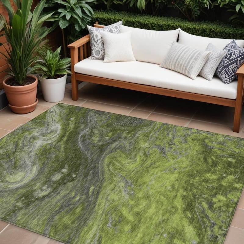 HomeRoots Abstract Transitional Rectangle Outdoor Rug - 8' X 10'