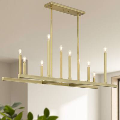 10 - Light Dimmable Modern Linear Kitchen Island Chandelier - 48.2 in