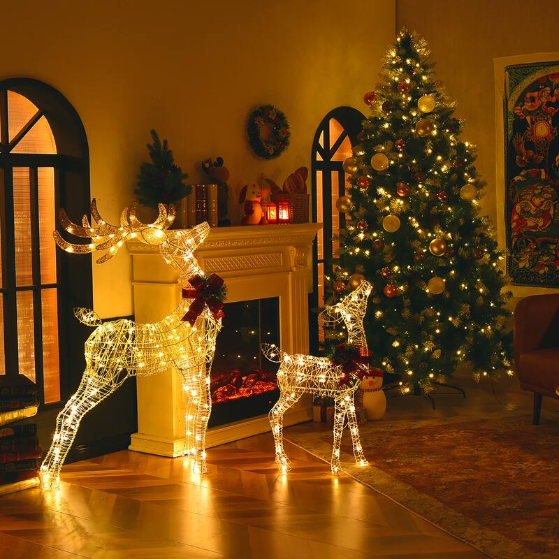 Lighted Christmas Reindeer Outdoor Christmas Decorations w LED Lights