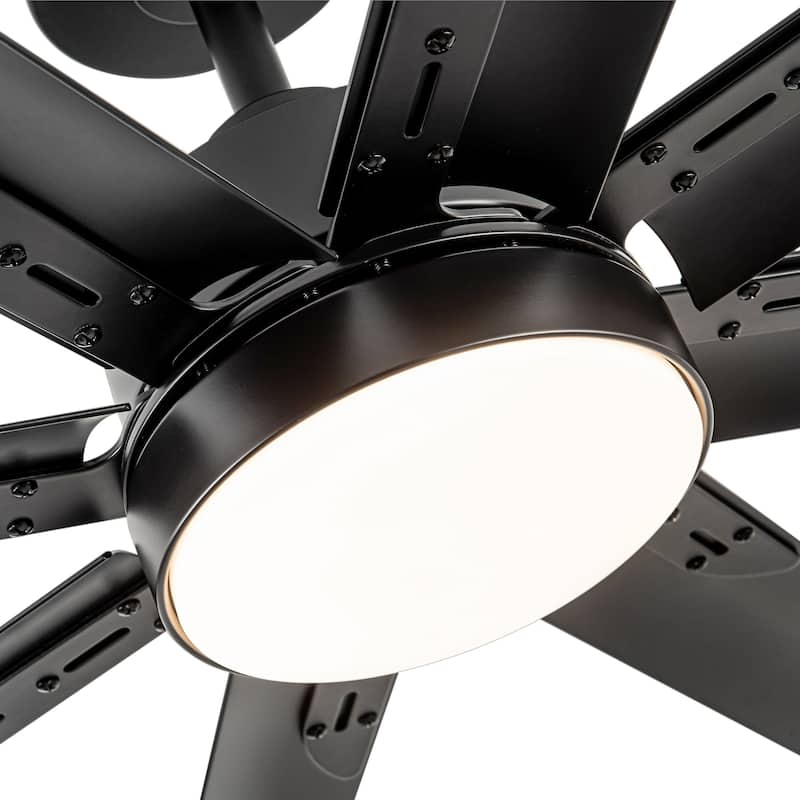 Large 72" Black LED Ceiling Fan with Light Kit and Remote(8-Blade)