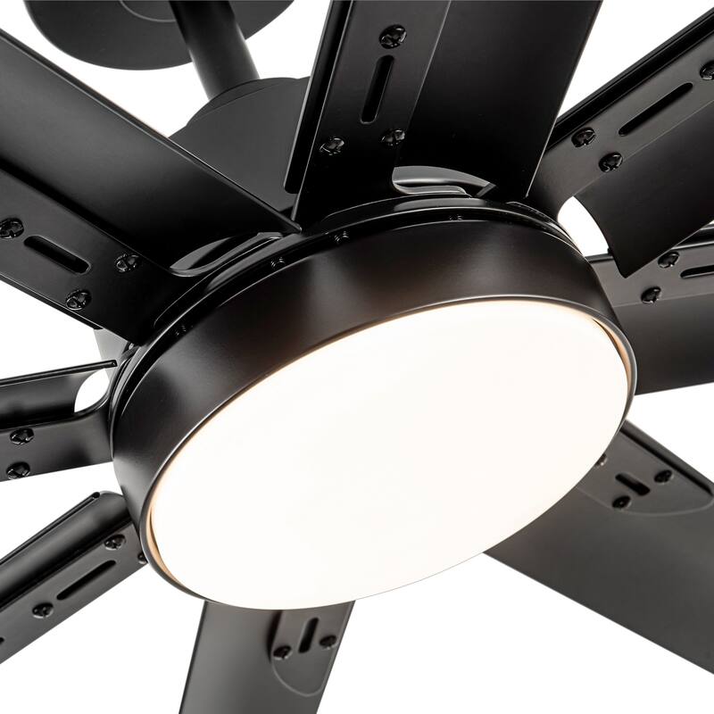 72 in. Integrated LED Indoor Black-Aluminum-Blade Ceiling Fans with Light and Remote