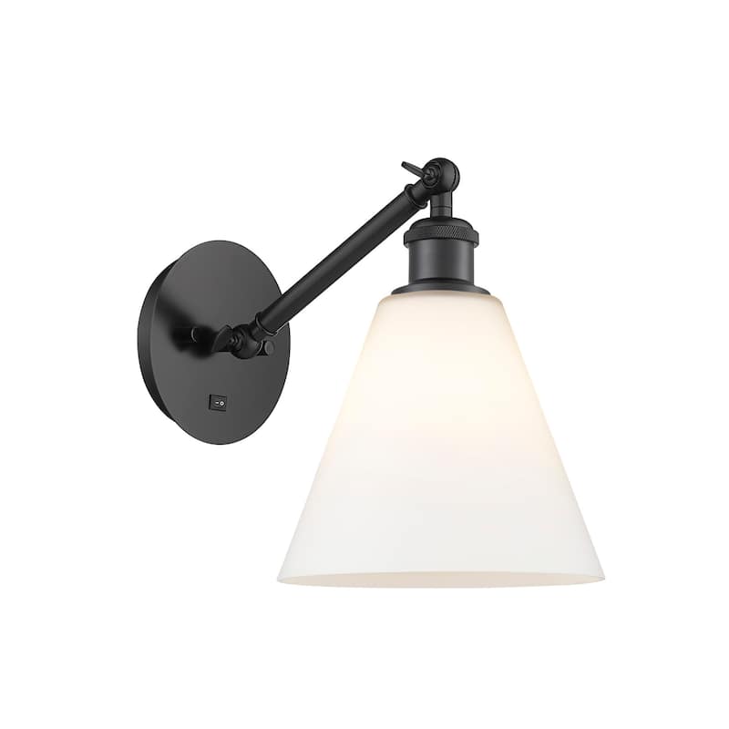 Innovations Lighting 317-1W-14-8 Berkshire Sconce Berkshire 14" Tall - Matte Black / Matte White