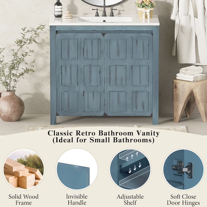 36 " Bathroom Vanity Organizer with Ceramic Sink