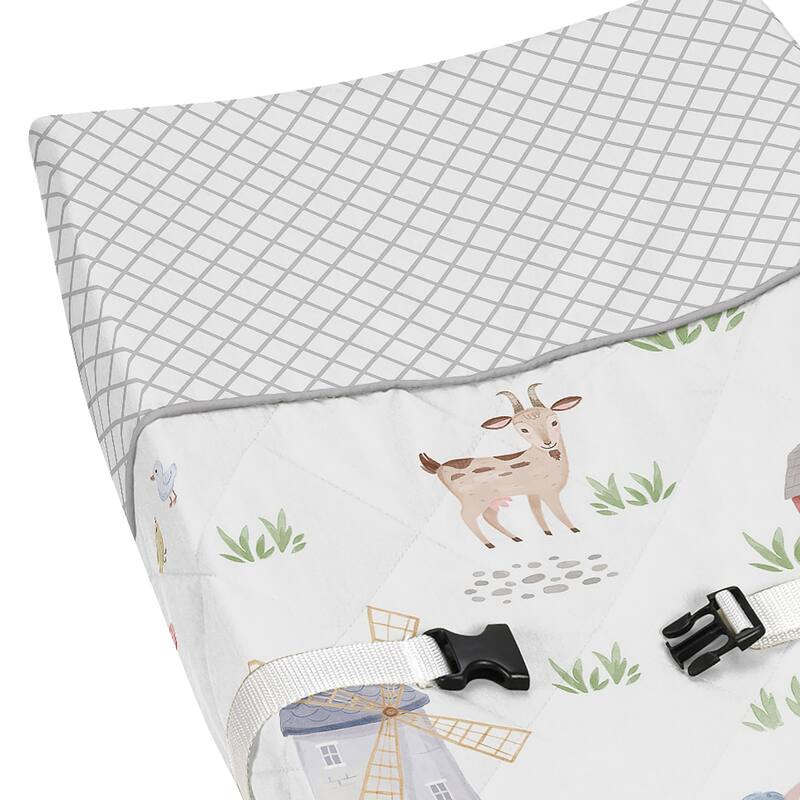 Farm Animals Collection Boy or Girl Changing Pad Cover - Watercolor Farmhouse Lattice Horse Cow Sheep Pig