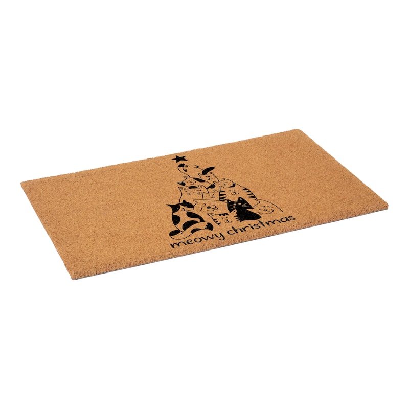 HomeRoots 17" X 29" Brown And Black Christmas Outdoor Coir Door Mat - 17.00' X '29.00