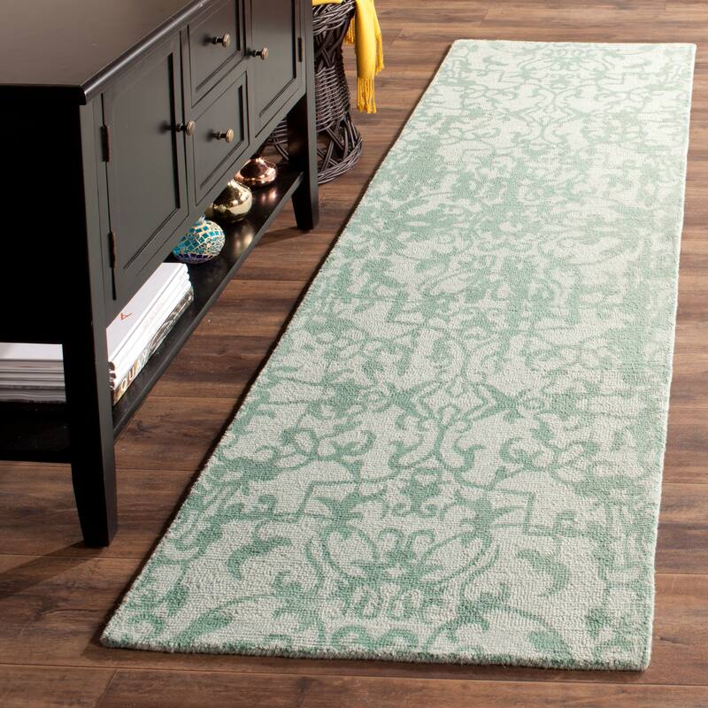 SAFAVIEH Handmade Restoration Vintage Distressed Boho Madisen Oriental Wool - 2' 3" x 8' - Grey/Turquoise - Runner