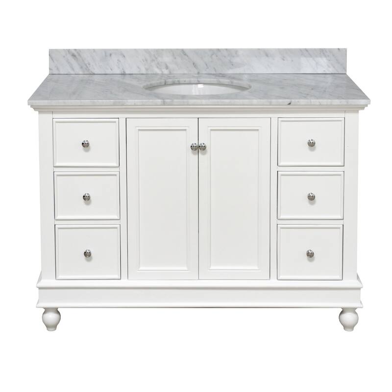 KitchenBathCollection Bella 48" Bathroom Vanity with Carrara Marble Top