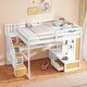 preview thumbnail 1 of 24, Full Size Loft Bed w/Desk,Shelves,Built-in Drawers,Storage Staircase White