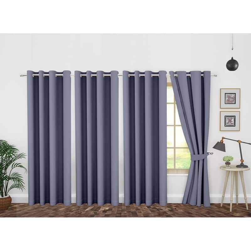 Polyester Insulated Blackout Curtains by Ample Decor- 4 Panels - 84 Inches - Light Purple