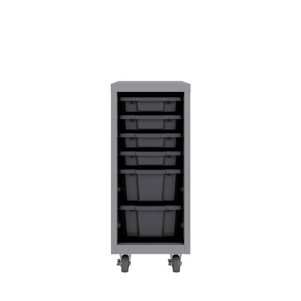 Space Solutions Bin Storage Cabinet with 8 3 tote bins and 4 6 bins,  36x30x18, Platinum/Graphite - Bed Bath & Beyond - 33012252