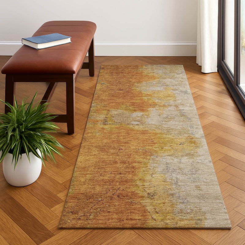 Premium Washable Super Soft Abstract Ombre Mayfield Rug - Copper - 2'3" x 7'6"